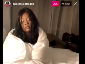 Cupcakke in a live video where she told her fans she was quitting music. (Screengrab/Instagram)