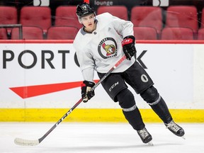 Drake Batherson is among the rookie crew who have a legitimate shot of cracking the lineup for the regular season opener, Oct. 2 against the Toronto Maple Leafs.