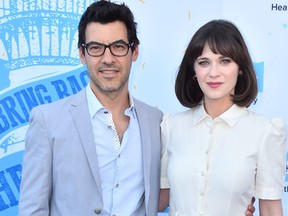 Producer Jacob Pechenik and actress Zooey Deschanel attend the 2018 Heal The Bay's Bring Back The Beach Awards Gala at The Jonathan Club on May 17, 2018 in Santa Monica, Calif. (Alberto E. Rodriguez/Getty Images)