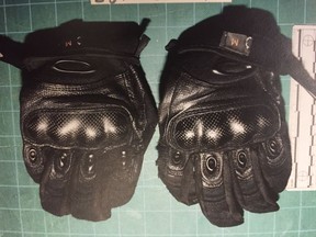 An evidence photo shows Const. Daniel Montsion's gloves.