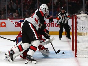 Ottawa Senators right wing Bobby Ryan (9) scores a goal against Montreal Canadiens goaltender Carey Price (31) and left wing Anthony Duclair (10) at Bell Centre in Montreal on Saturday.