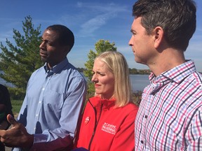 Liberal candidates Greg Fergus, Catherine McKenna and Will Amos answer questions on Thursday.
