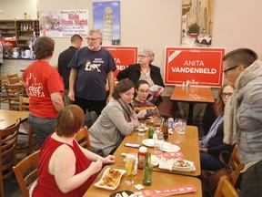 Supporters of Ottawa-West-Nepean incumbent MP and Liberal Party candidate Anita Vandenbeld gather at Colonnade Pizza on federal election night. Patrick Doyle/Ottawa Citizen