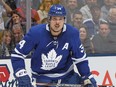 Auston Matthews #34 of the Toronto Maple Leafs skates against the Columbus Blue Jackets during an NHL game at Scotiabank Arena on October 21, 2019 in Toronto. (Photo by Claus Andersen/Getty Images)