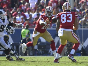 Jimmy Garoppolo and the San Francisco 49ers are undefeated through five games this season. (GETTY IMAGES)