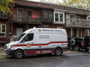 The Ottawa Fire Services are investigating an overnight fire in Centretown near Bay Street and Laurier Avenue that displaced five people. October 14, 2019.