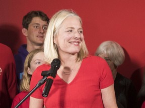 Liberal candidate Catherine McKenna celebrates her win with her supporters for the Ottawa Centre riding on the day of the federal election on Monday.