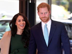 Britain's Prince Harry, Duke of Sussex, and his wife Meghan, Duchess of Sussex