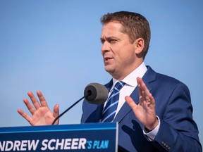 Andrew Scheer campaigns for the upcoming election in Delta, B.C., on Friday.