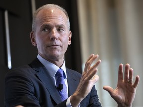 Boeing CEO Dennis Muilenburg speaks at an Economic Club Of New York event on Oct. 2, 2019 in New York City.