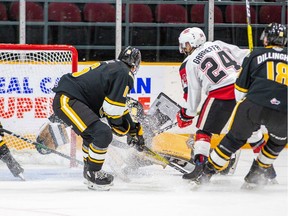 Joseph Garreffa's first goal against the Sarnia Sting on Sunday.