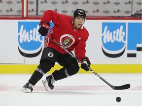 Ottawa Senators Vitaly Abramov during practice at the Canadian Tire Centre in Ottawa on Monday.