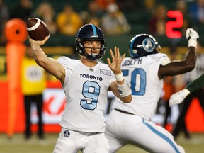 Third-year quarterback Dakota Prukop is expected to get some reps during the Argonauts' home finale on Saturday against Ottawa. (Ian Kucerak/Postmedia Network)