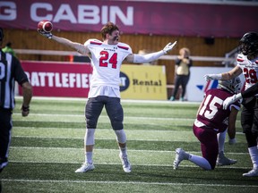 Ravens’ Danny McWhirter picked off Golden Hawks quarterback Connor Carusello three times and ran one back for a touchdown in Friday’s win. (ASHLEY FRASER/POSTMEDIA NETWORK)