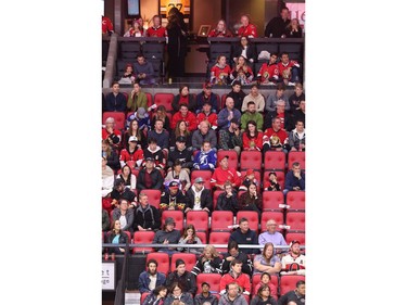 There are numerous empty seats just below Eugene Melnyk's box and throughout the building as the Ottawa Senators take on the Tampa Bay Lightning in NHL action at the Canadian Tire Centre. Photo by Wayne Cuddington / Postmedia