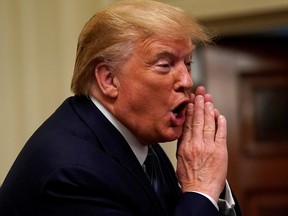 U.S. President Donald Trump greets the audience after delivering remarks at Young Black Leadership Summit at the White House in Washington, U.S., Oct. 4, 2019.