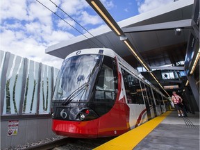 A train pulls into the Pimisi Station as the LRT officially opens on Sept. 14, 2019.