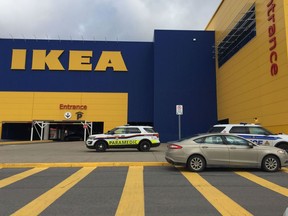 Scene where two men are in hospital after police were called to an "escalating" altercation outside of IKEA late Friday morning