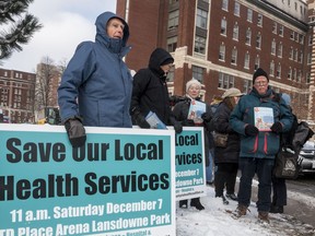 A small number of peopleparticpated in a rally for the Ontario Health Coalition outside of the Civic Campus of the Ottawa Hospital on Tuesday November 12, 2019.