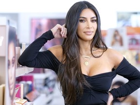 Kim Kardashian attends KKW Beauty launch at ULTA Beauty on October 24, 2019 in New York City.