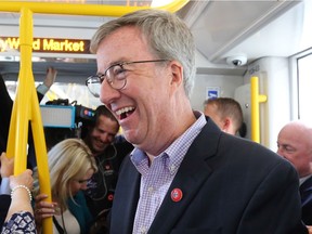 Jim Watson enjoys the first LRT ride during the LRT launch, Sept. 14, 2019.