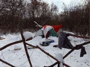 The tent city behind Bayview Station in a photo taken on Tuesday.