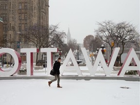 The OTTAWA sign in the ByWard Market in a file photo from a snowy day in December 2017.