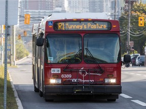 A file photo of an OC Transpo bus on Scott Street in early October.