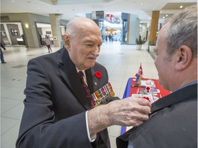Art Boudreau turns 100 in about 4 months and is a veteran of the Second World War. He is selling poppies at Bayshore Shopping Centre in advance of Remembrance Day.