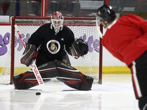 Goaltender Marcus Hogberg has a 6-6-0 record with the Belleville Senators, along with a 3.21 goals-against average and a .892 save percentage. Hogberg could be in the crease this weekend for the Ottawa NHL club. (Tony Caldwell/Ottawa Sun Files)