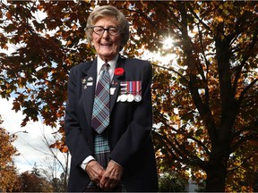 Connie Mooney poses for a photo in Ottawa Monday Oct 28, 2019. Connie Mooney, 98, is a Second World War veteran who worked as a communicator with the RAF's Bomber Command.