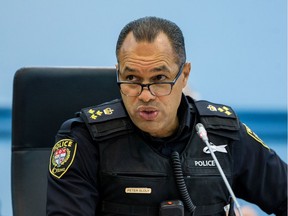 Ottawa Police Chief Peter Sloly speaks at the Ottawa Police Services Board meeting on Monday.