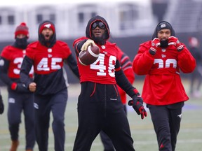 Calgary Stampeders, Wynton McManis during the Stamps practice and press conference before taking on the Winnipeg Blue Bombers in the CFL Semi-Finals at McMahon stadium in Calgary on Saturday, November 9, 2019. Darren Makowichuk/Postmedia