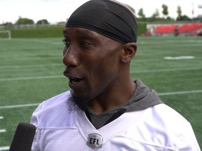 Stefan Logan, kick returner for the Ottawa Redblacks, after practice at TD Place stadium in Ottawa in September 2019.