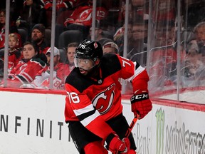 Defenceman P.K. Subban controls the puck during the first period against the Senators on Wednesday night at Prudential Center in Newark. (GETTY IMAGES)