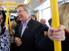It was fun while it lasted: Jim Watson enjoys the LRT launch, Sept. 14, 2019.