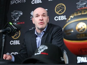 Dave Smart speaks at a news conference where he was introduced as the first general manager of the Ottawa BlackJacks.