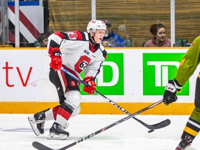 Ottawa star Marco Rossi scored two goals and had an assist as the 67’s clobbered the North Bay Battalion 6-1 yesterday at TD Place. (Valerie Wutti photo)