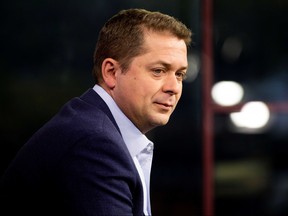 Leader of Canada's Conservatives Andrew Scheer takes part in television interviews while campaigns for the election in Toronto, Ontario, Canada, on Oct. 17, 2019. (REUTERS/Carlos Osorio)