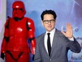 J. J. Abrams poses on the red carpet upon arrival for the European film premiere of "Star Wars: The Rise of Skywalker" in London on Dec. 18, 2019.