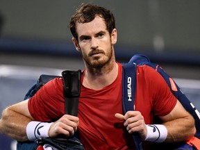 In this file photo, Andy Murray of Britain leaves the court after losing against Fabio Fognini of Italy in their men's singles match at the Shanghai Masters tennis tournament in Shanghai on Oct. 8, 2019. (NOEL CELIS/AFP via Getty Images)