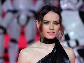 English actress Daisy Ridley poses on the red carpet for the European Premiere of Star Wars: The Last Jedi at the Royal Albert Hall in London on December 12, 2017.
