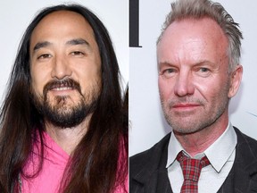 Steve Aoki and Sting. (Getty Images file photos)
