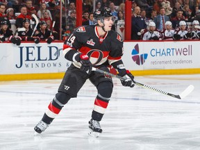 Alexandre Burrows suited up for 91 games with the Senators after being a trade-deadline acquisition from Vancouver in February 2017. (Getty Images File Photo)