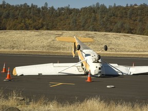 An aircraft wreck at an airfield at Weaverville in Northern California