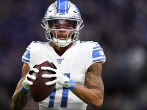 Detroit Lions wide receiver Marvin Jones warms up prior to the game against the Minnesota Vikings at U.S. Bank Stadium on Dec. 8, 2019 in Minneapolis, Minn. (Hannah Foslien/Getty Images)