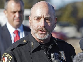 Chief J.P. Bevering of the White Settlement Police Department, gives an update on the situation after a shooting at West Freeway Church of Christ on Sunday, Dec. 29, 2019 in White Settlement, Texas.