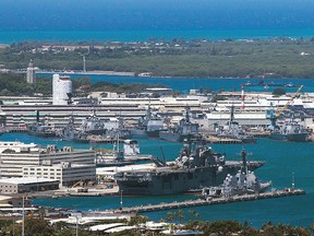 This file photo shows a general view of Joint Base Pearl Harbor-Hickam on June 29, 2012, in Pearl Harbor, Hawaii.