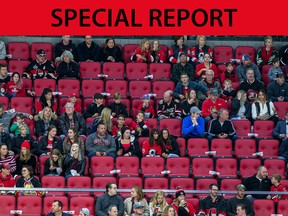 A sprinkling of empty seats at the Canadian Tire Centre.