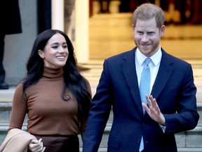 Prince Harry, Duke of Sussex and Meghan, Duchess of Sussex depart Canada House on Jan. 07, 2020 in London.